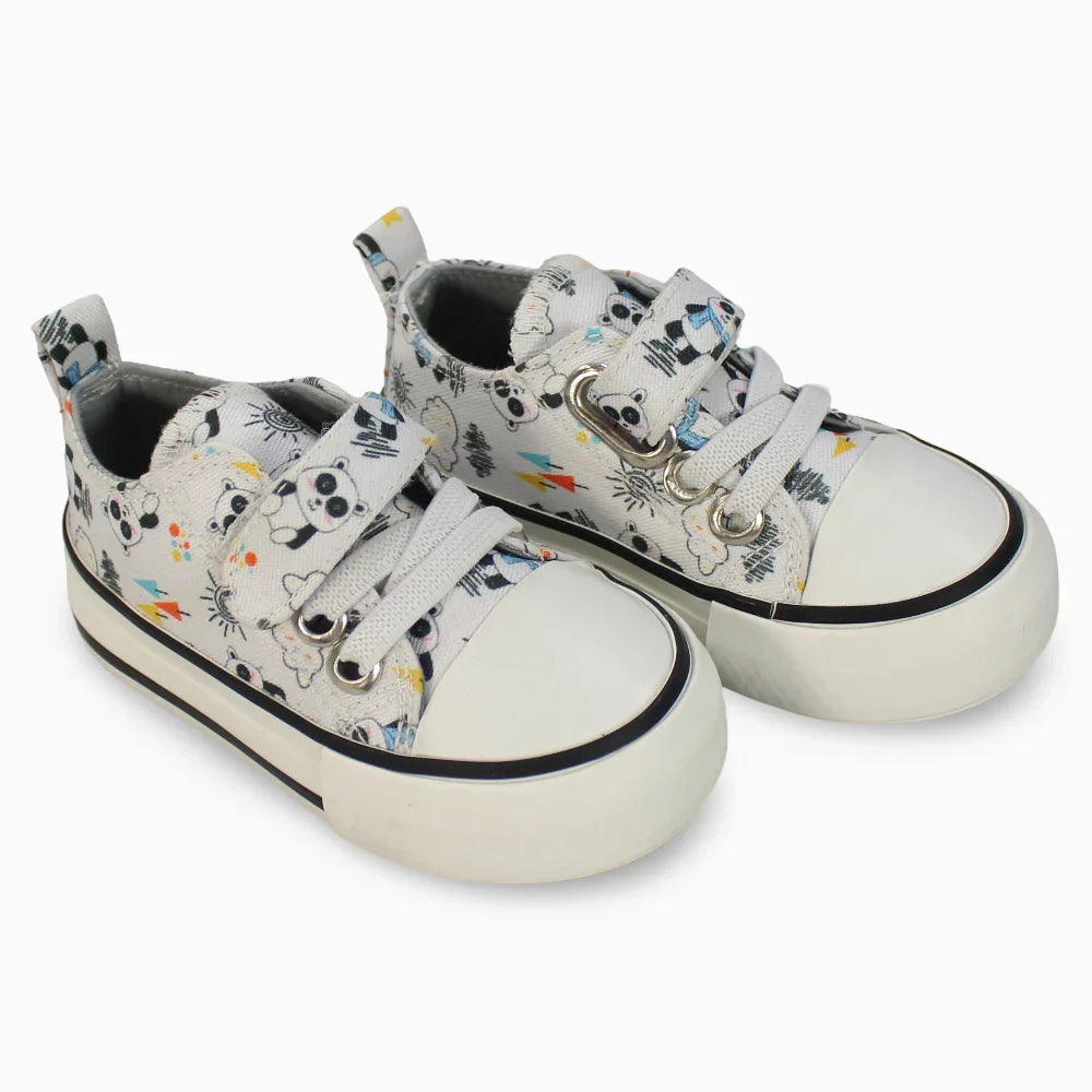 Unisex Canvas Sneakers - White with Panda Detail - Clothing - BeeFun