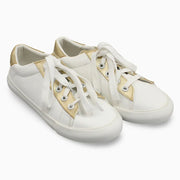 Girls Leather Shoes - White/Gold