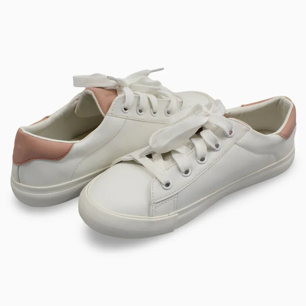 Girls Leather Shoes– White/Dustypink