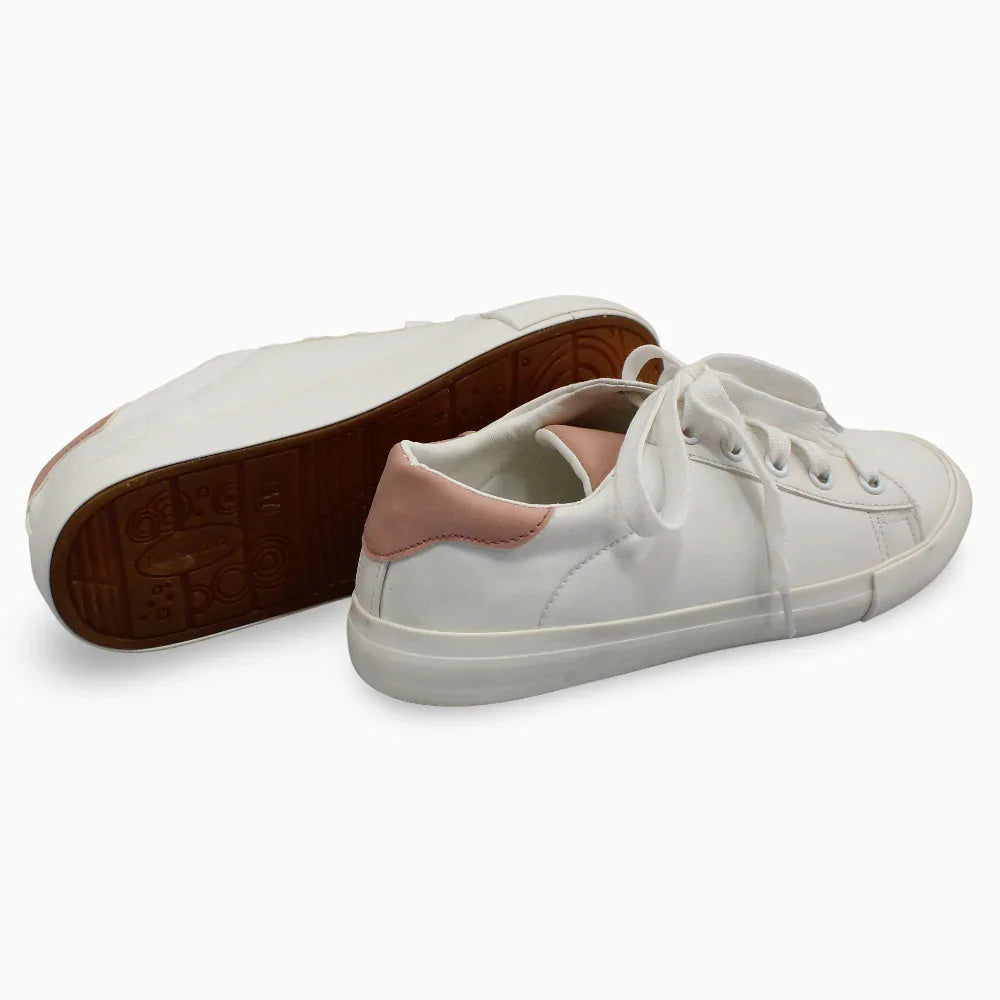 Girls Leather Shoes– White/Dustypink