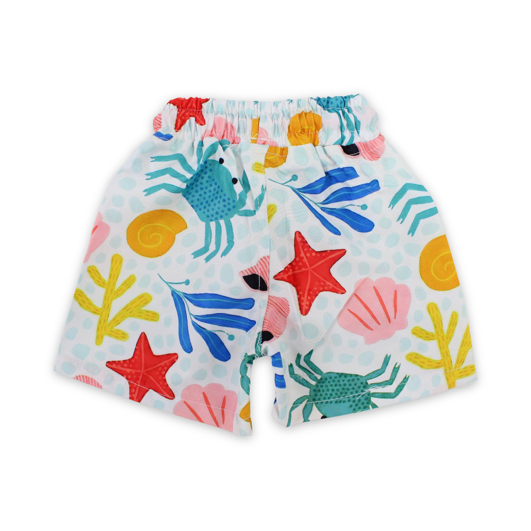 Baby Boys Swim Trunks – Multicolor with Marine Creatures Print