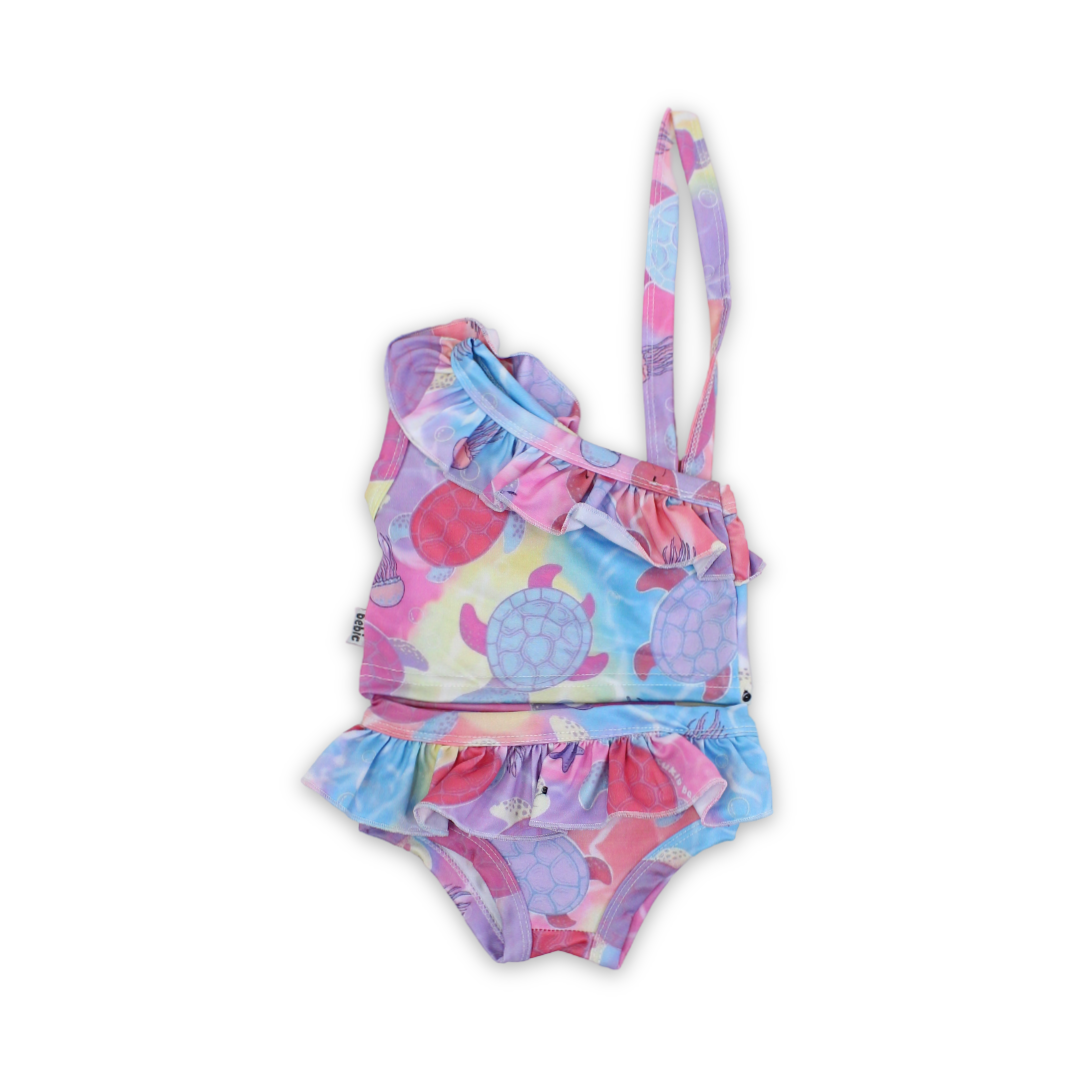 Baby Girls Two-Piece Swimsuit – Pink with Marine Animal Print - Clothing - Bebic for kids
