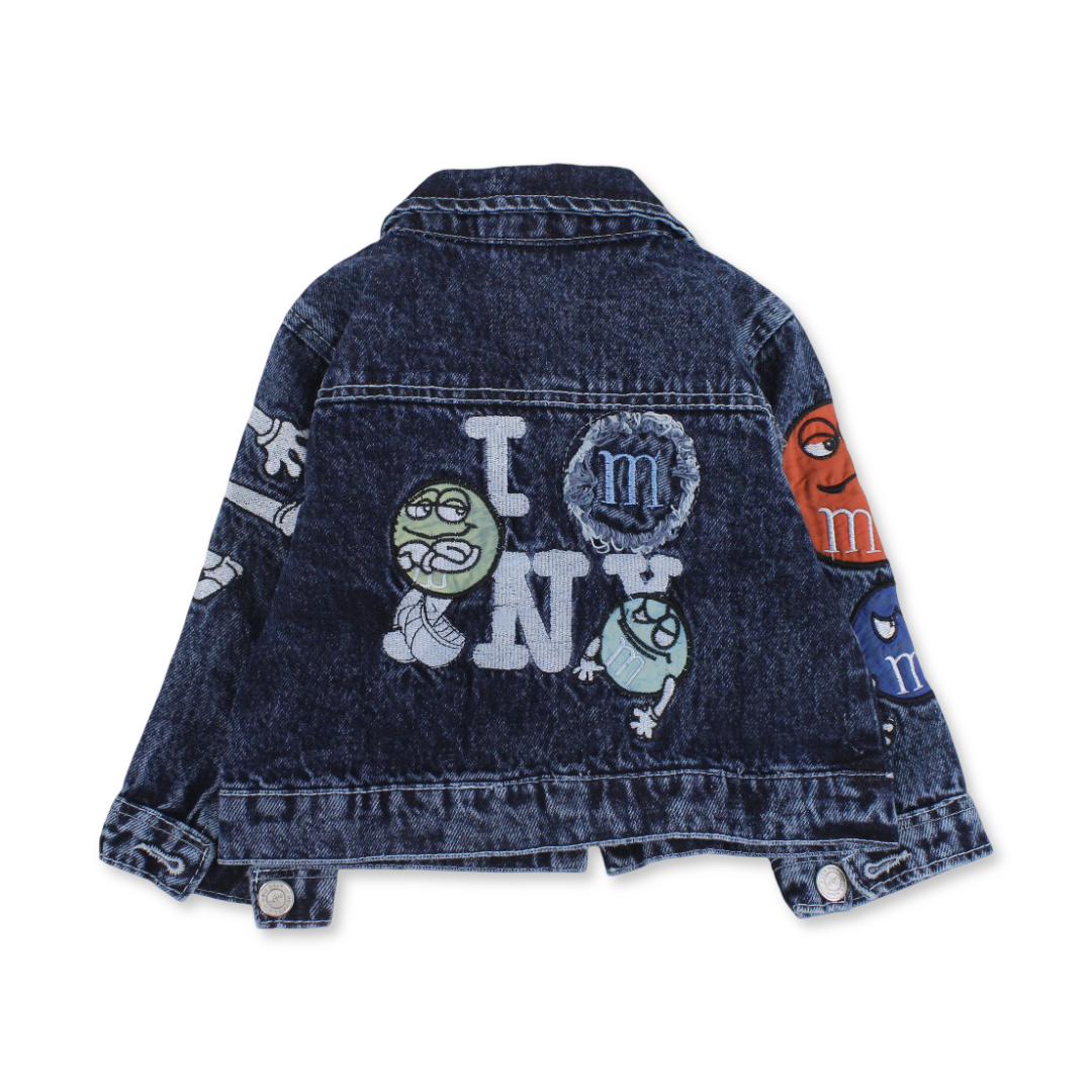 Unisex Baby Denim Jacket – Dark Blue with M & M Embroidery