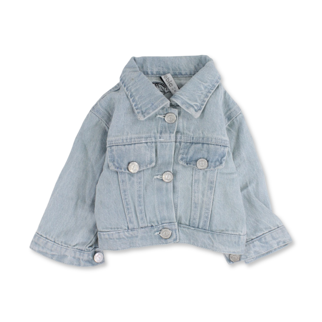 Unisex Baby Denim Jacket – Light Blue with Garfield Embroidery - Clothing - Bebic