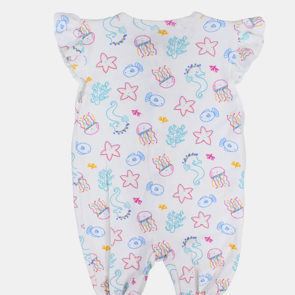 Baby Girls Cotton Romper - Under the Sea Design