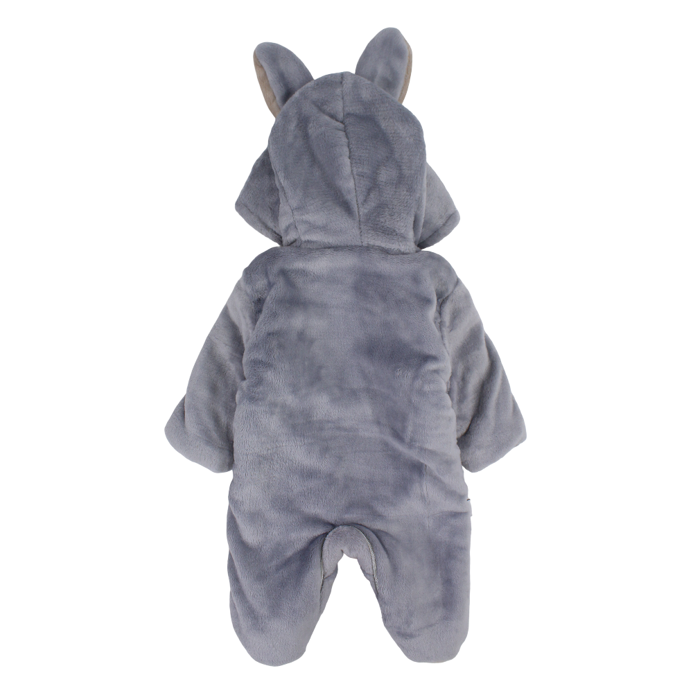 Unisex Baby Fleeced Baby Footie – Grey with Bunny Design