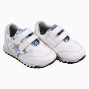 Baby Girls Leather Sneakers – White & Silver Star