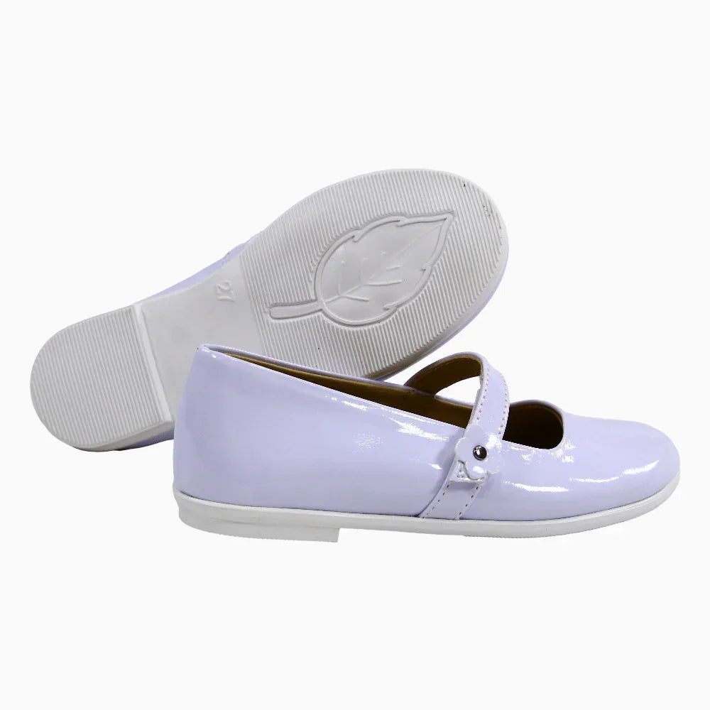 Girls Leather Ballerina – Glossy White