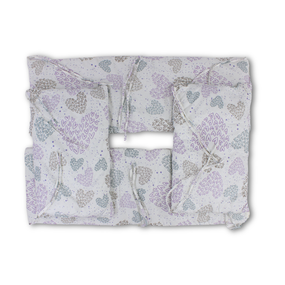 Cotton Crib Bumper – Off-White with Hearts Print