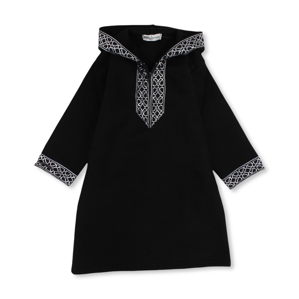 Boys Long-Sleeved Hooded Jilbab – Black