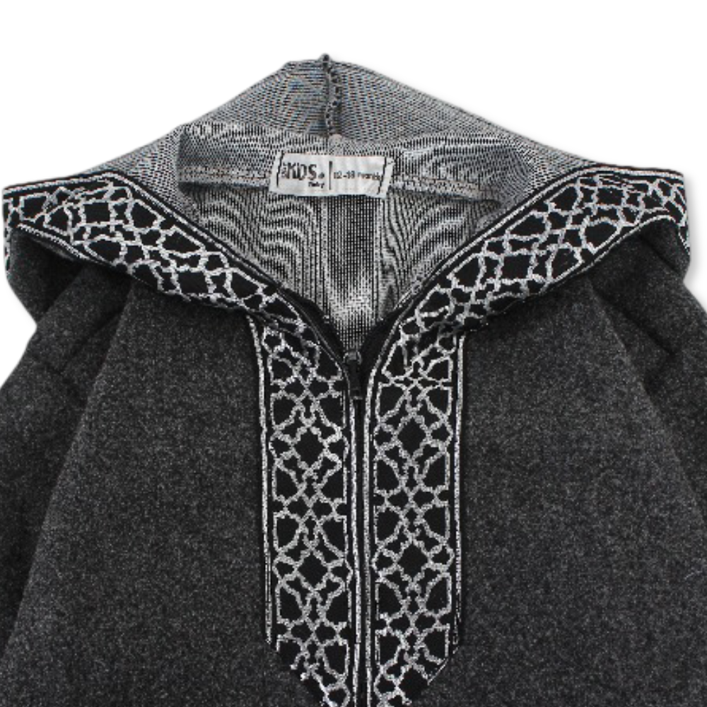 Boys Long-Sleeved Hooded Jilbab – Dark Grey