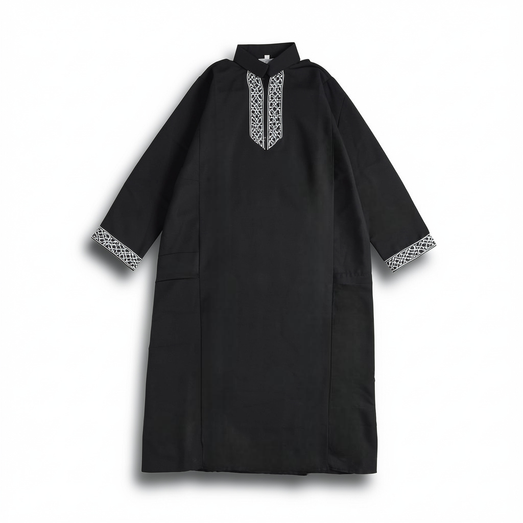 Boys Cotton Long-Sleeved Black Jilbab – Black
