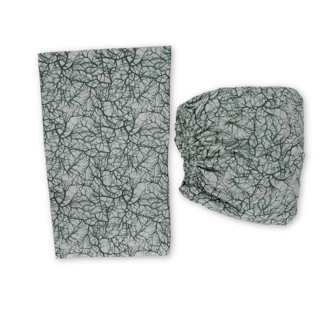 Elastic Bed Sheets – Off-White & Green with Branches Print - Baby Essentials - Ourkids