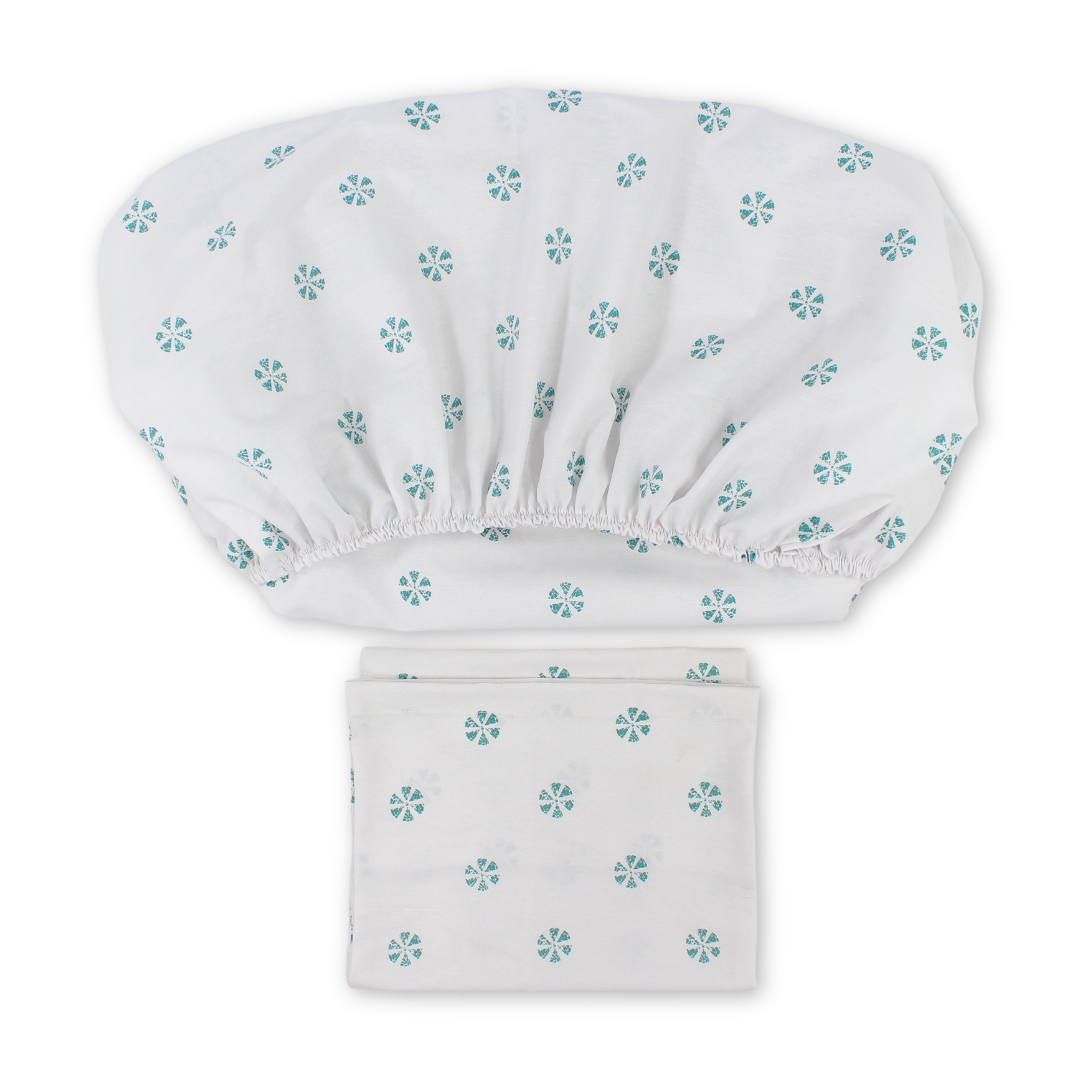 Cotton Bed Sheets – White with Floral Print - Baby Essentials - Ourkids