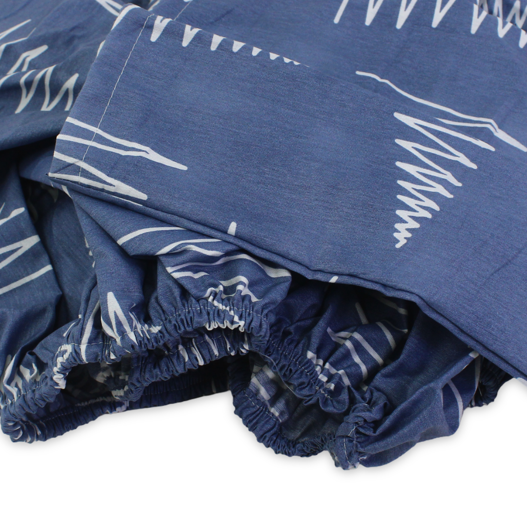 Cotton Bed Sheets – Blue with Trees Print