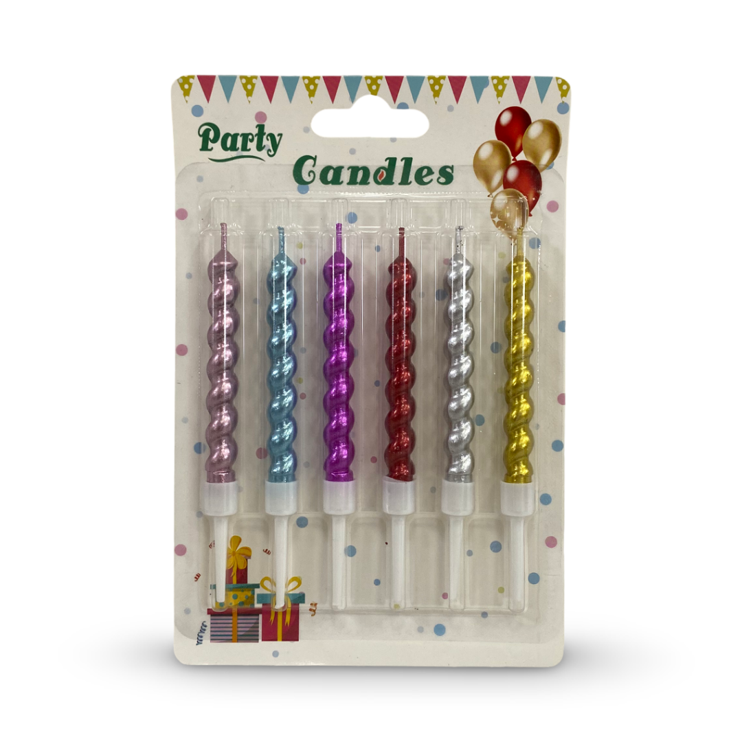 Metallic Spiral Birthday Cake Candles with Plastic Holder 6*1