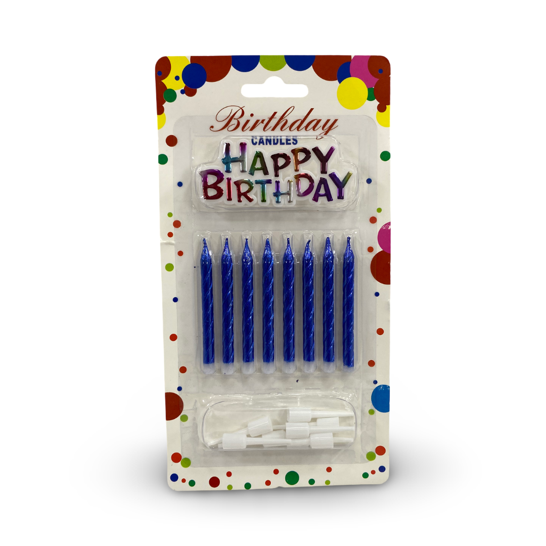 Happy Birthday Candle Set 8*1 – Blue