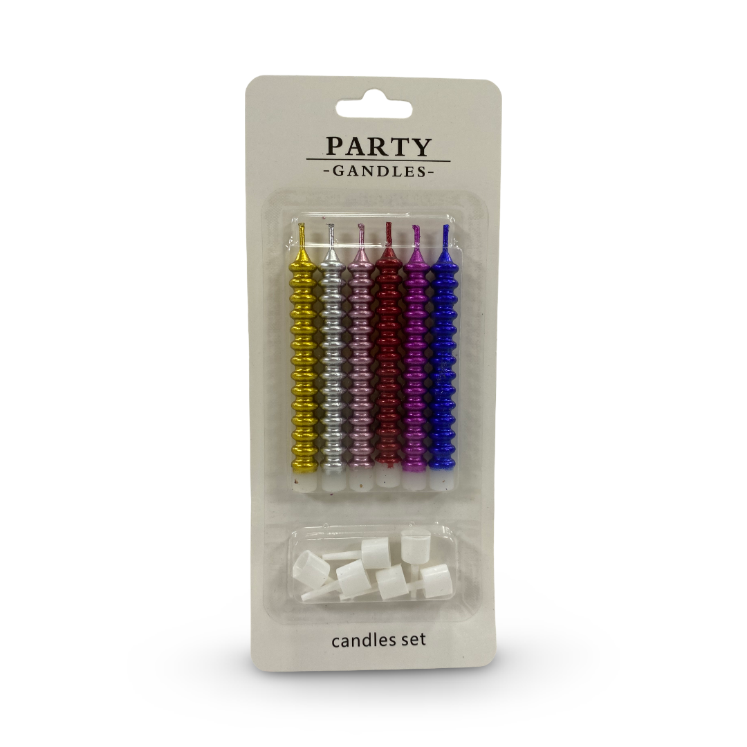 Metallic Spiral Birthday Candles 1*6 – Colorful
