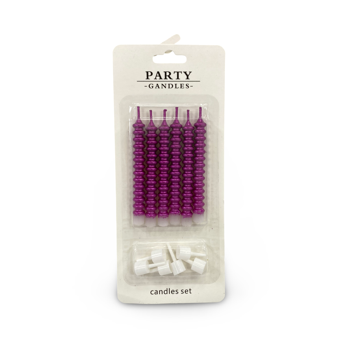Metallic Spiral Birthday Candles 1*6 – Purple