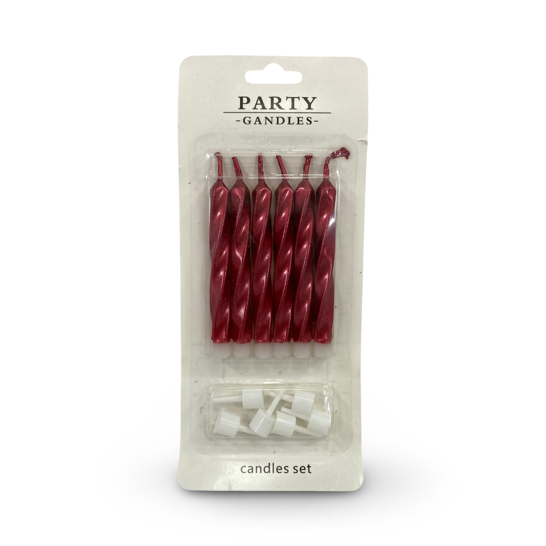 Metallic Spiral Birthday Candles 1*6 – Red