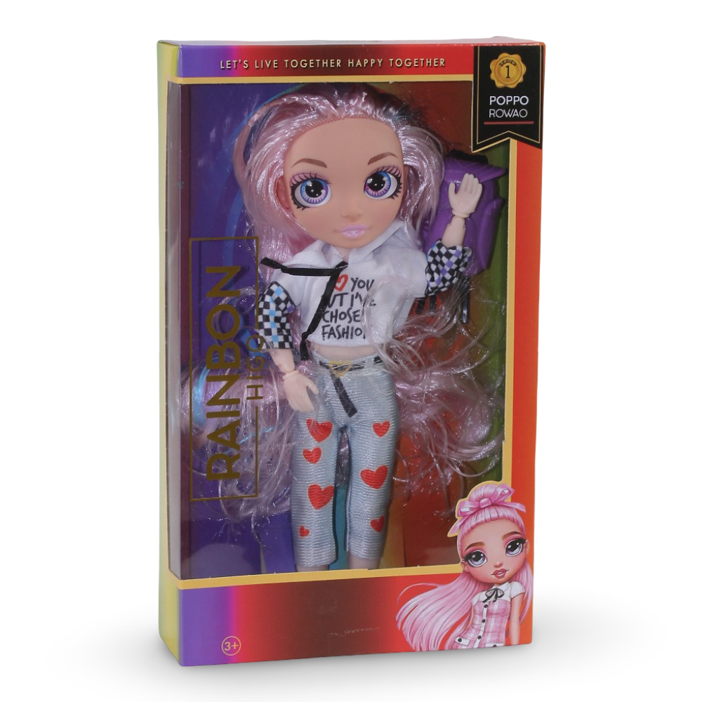 Rainbow Fashion Girl Doll – Pink Hair with Trendy Outfit - Toys - OKO