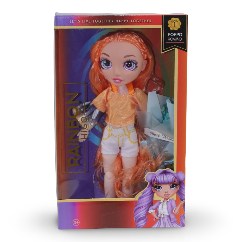 Rainbow Fashion Girl Doll – Orange Hair with Outfit & Bouquet - Toys - OKO