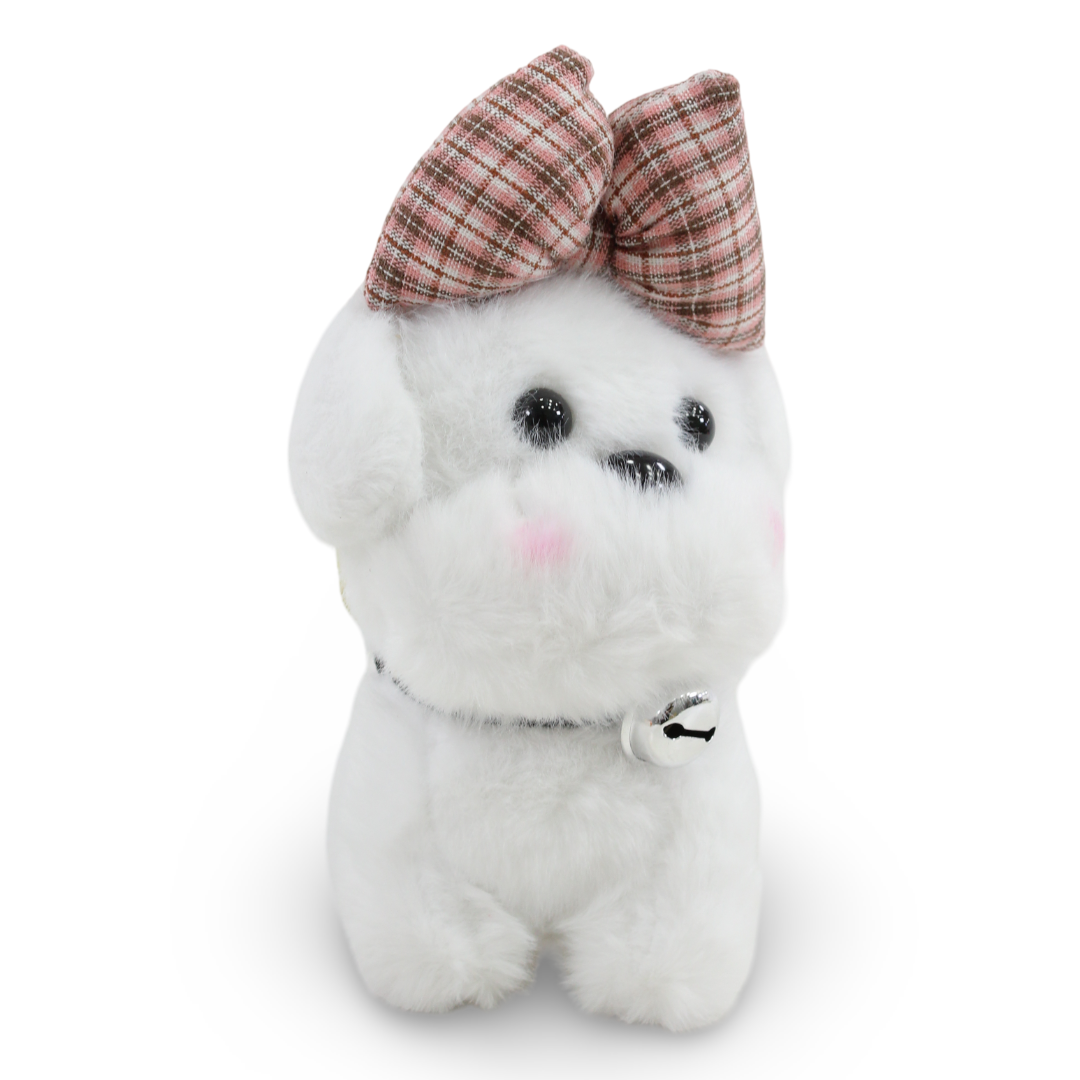 Puppy Plush Keychain – White
