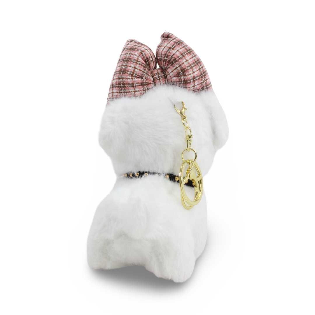 Puppy Plush Keychain – White