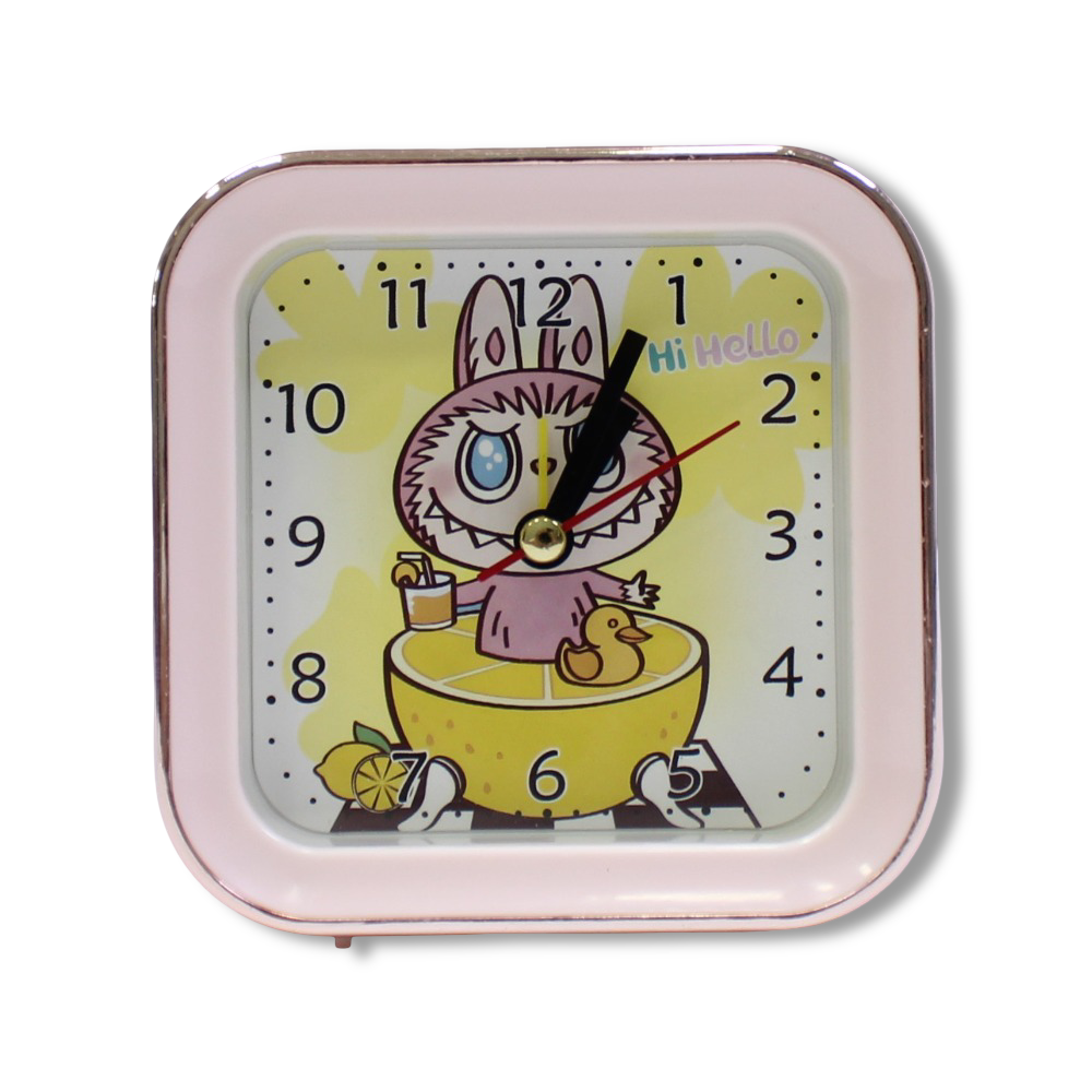 Labubu Square Alarm Clock – Pink