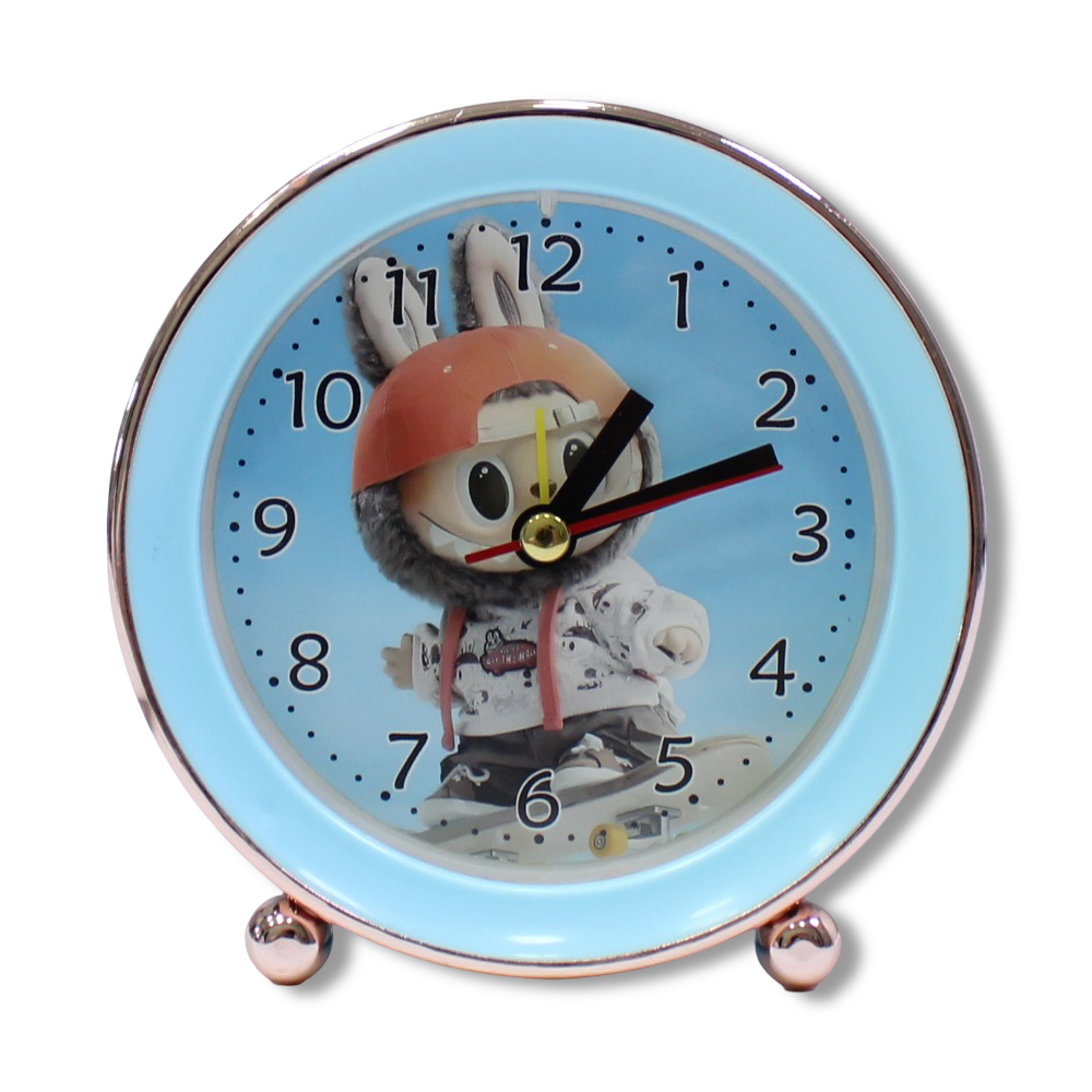 Labubu Metal Round Alarm Clock – Blue