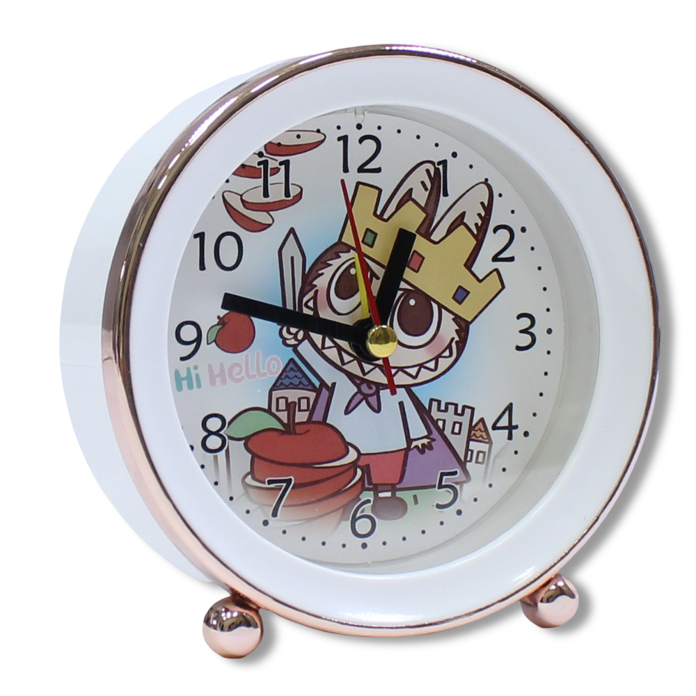 Labubu Metal Round Alarm Clock – White