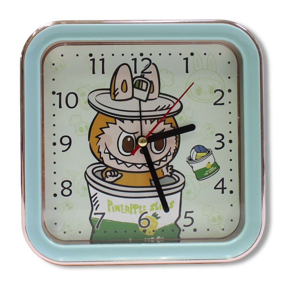 Labubu Metal Square Alarm Clock – Blue