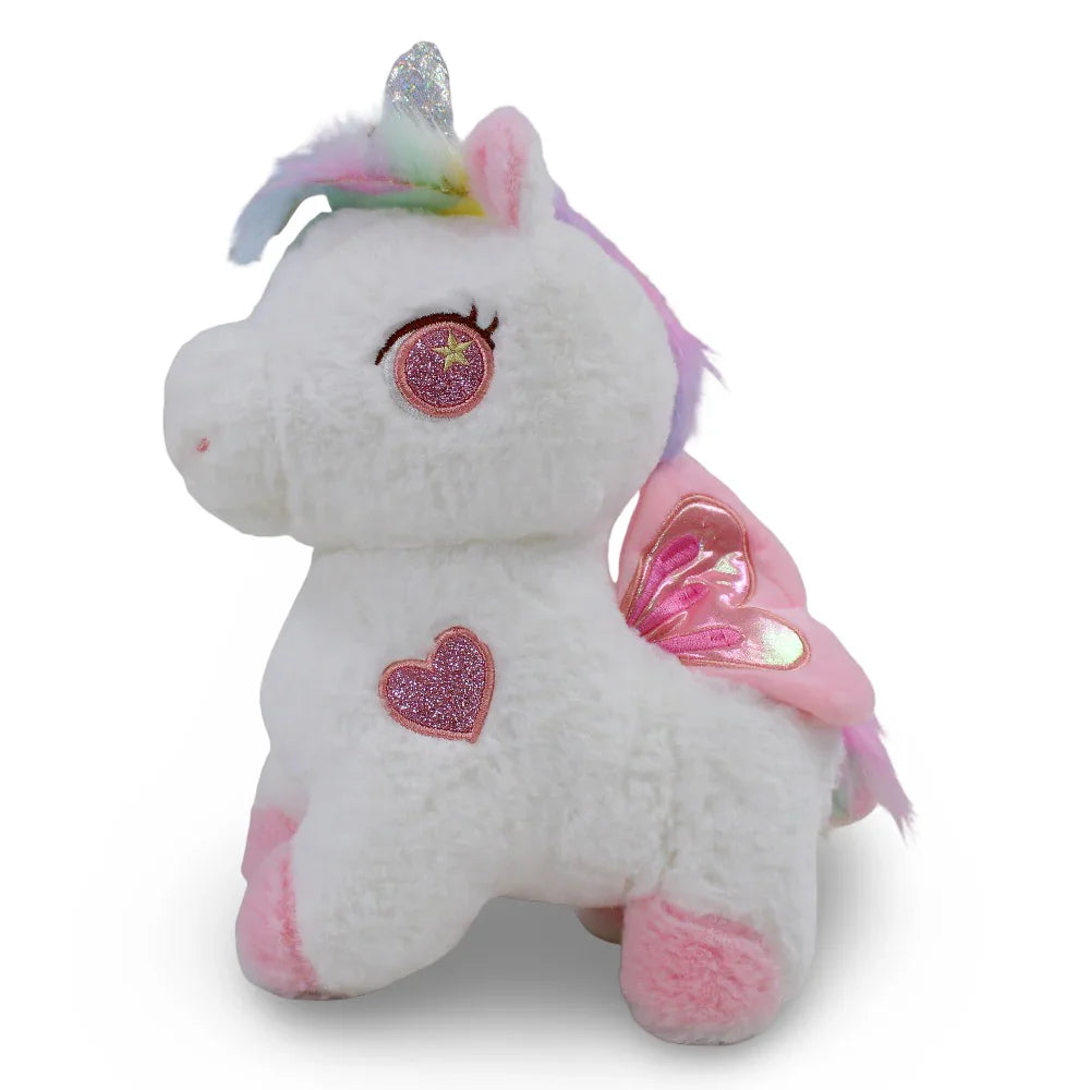 Unicorn Plush Toy with Glittery Wings & Sparkley Eyes