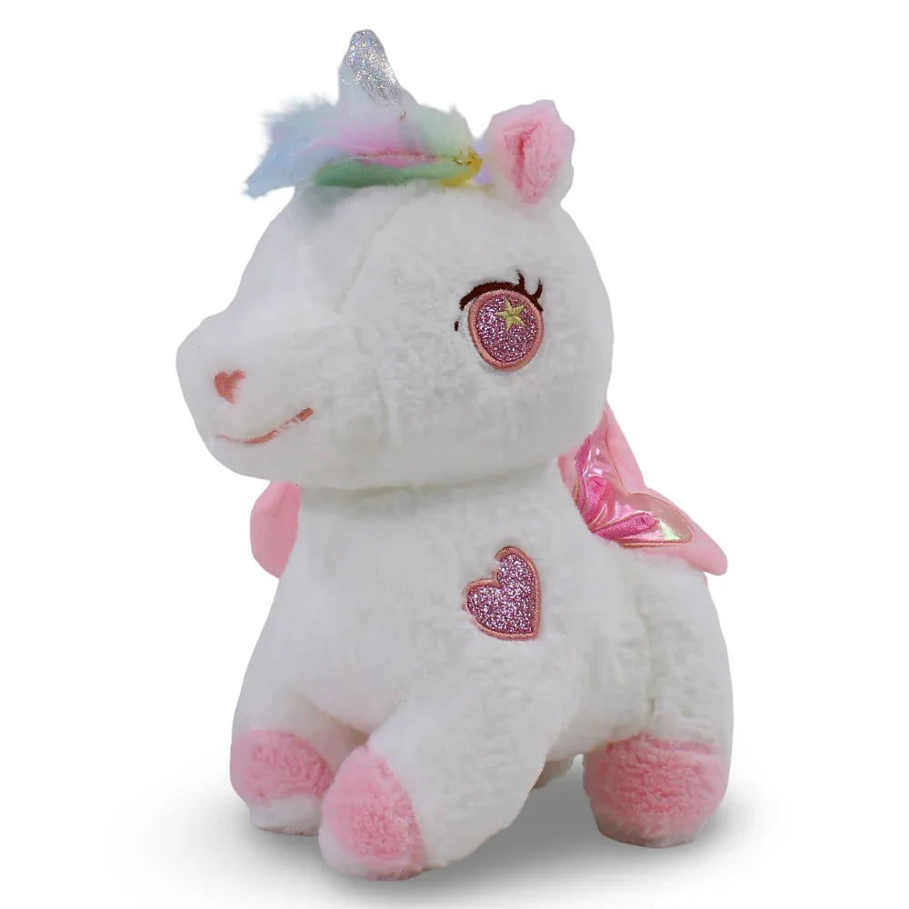 Unicorn Plush Toy with Glittery Wings & Sparkley Eyes
