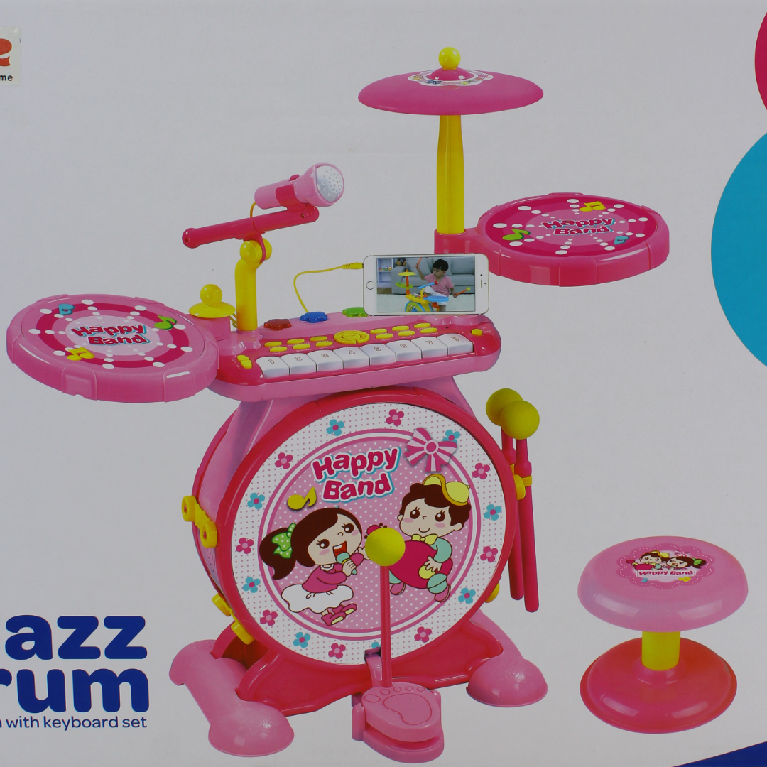 Baoli 2-in-1 Children's Electronic Jazz Drum Kit – Pink