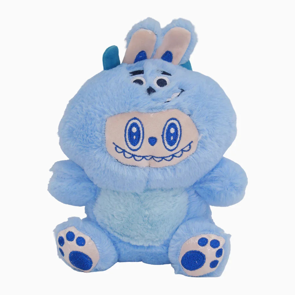 Sitting Labubu Plush Toy – Light Blue