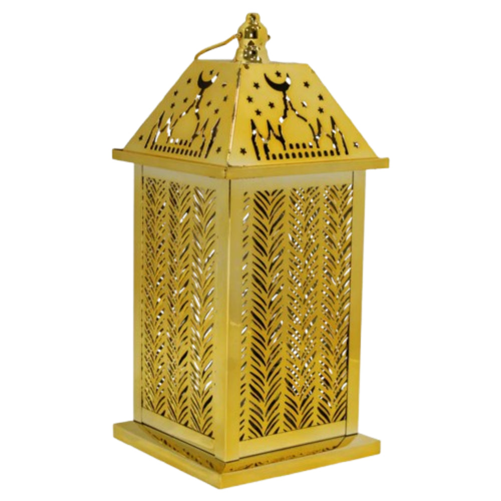 Ramadan Lantern – Gold Steel Square Design (19x10cm) - Party - OKO