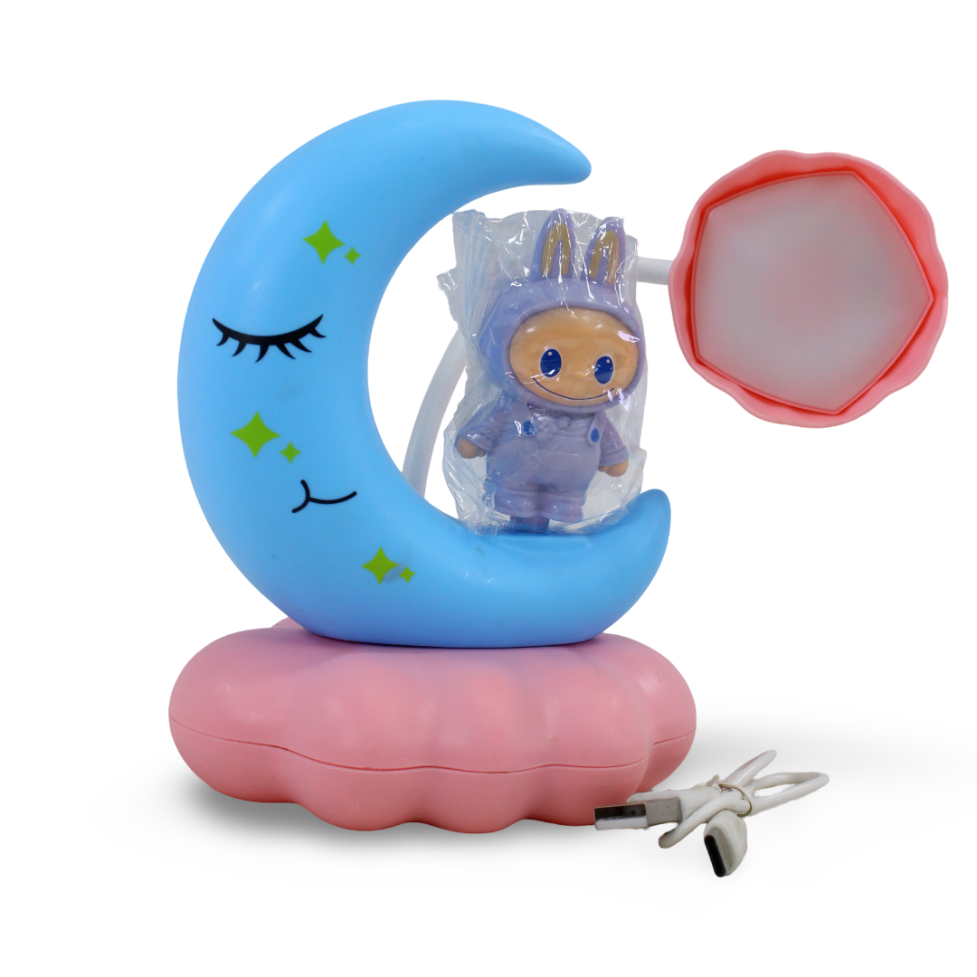 Labubu Moon and Cloud LED Desk Lamp – Baby Blue
