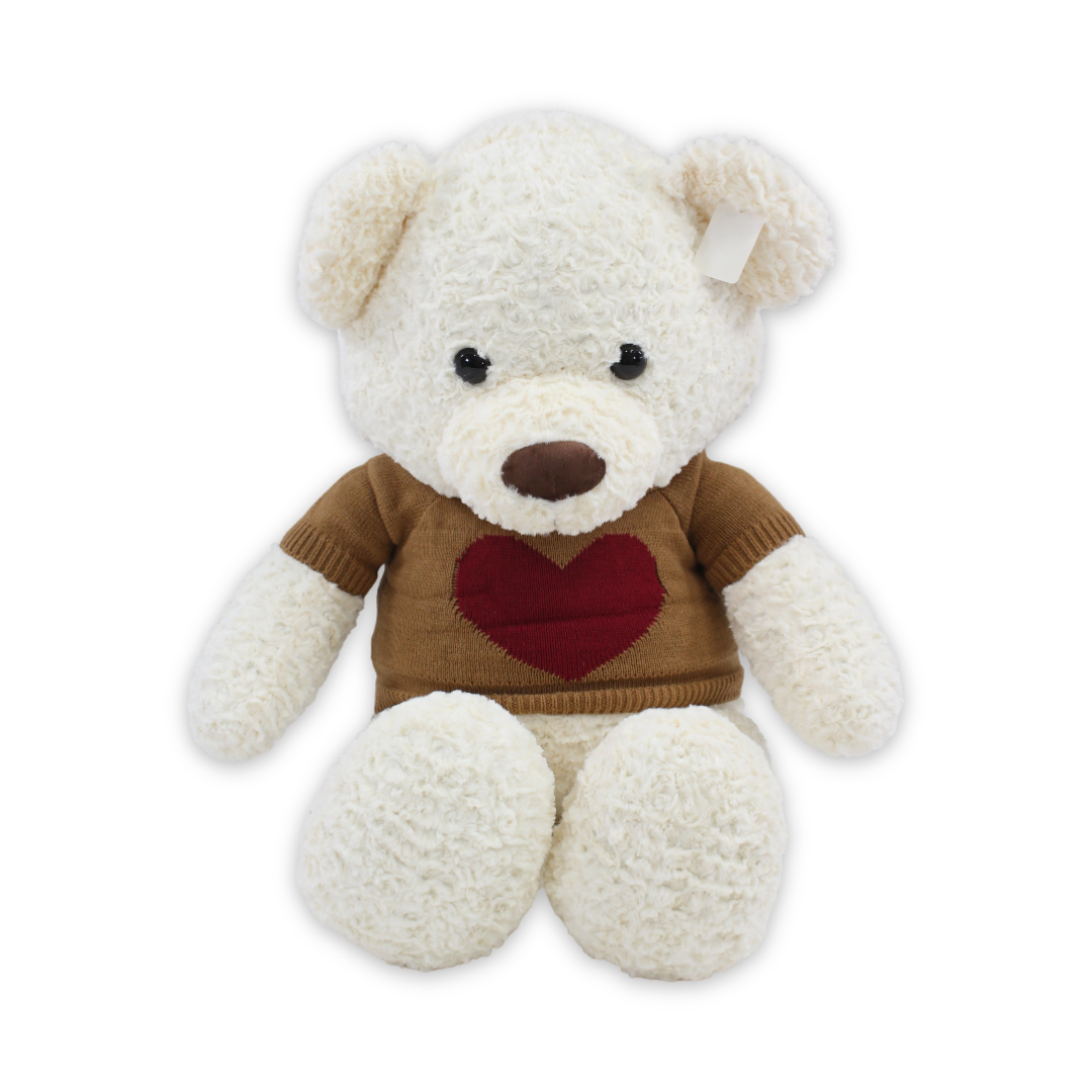 Teddy Bear Plush Toy – Off-White with Brown T-Shirt - Assortments - OKO