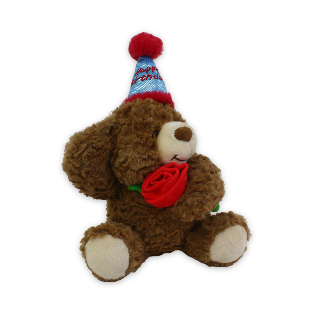 Teddy Bear Plush Toy – Cafe with Flower and "Happy Birthday" Party Hat - Assortments - OKO
