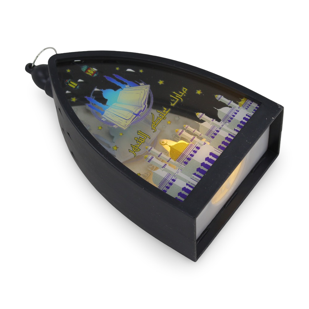 Acrylic Ramadan Lantern with Candle - Black