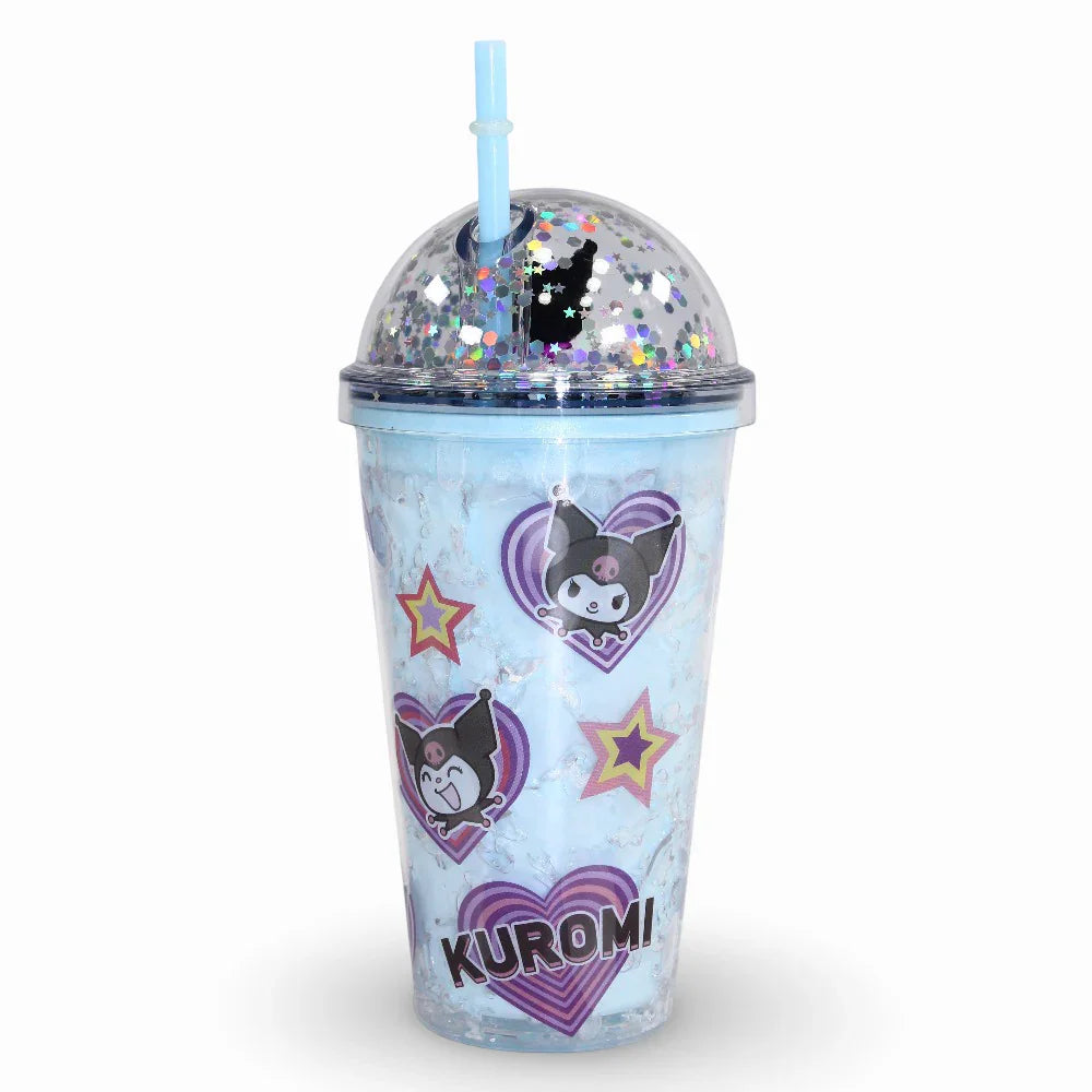 Porcelain Mug with Straw – Blue with Kuromi Design