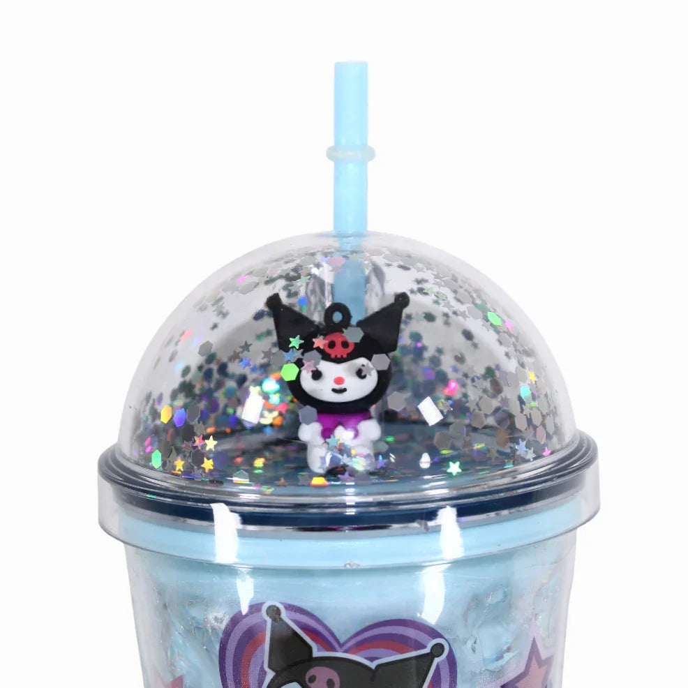 Porcelain Mug with Straw – Blue with Kuromi Design