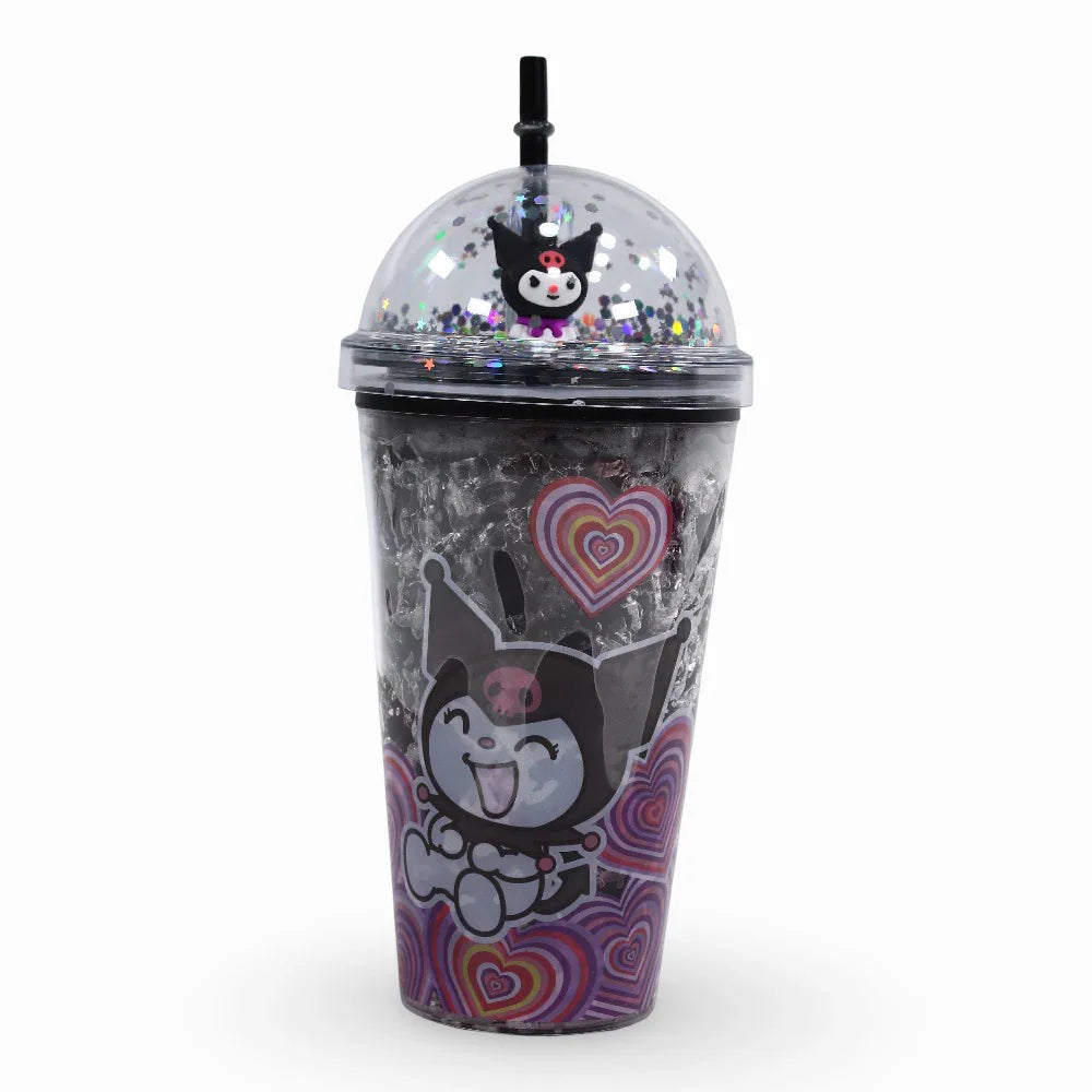 Porcelain Mug with Straw – Black with Kuromi Design