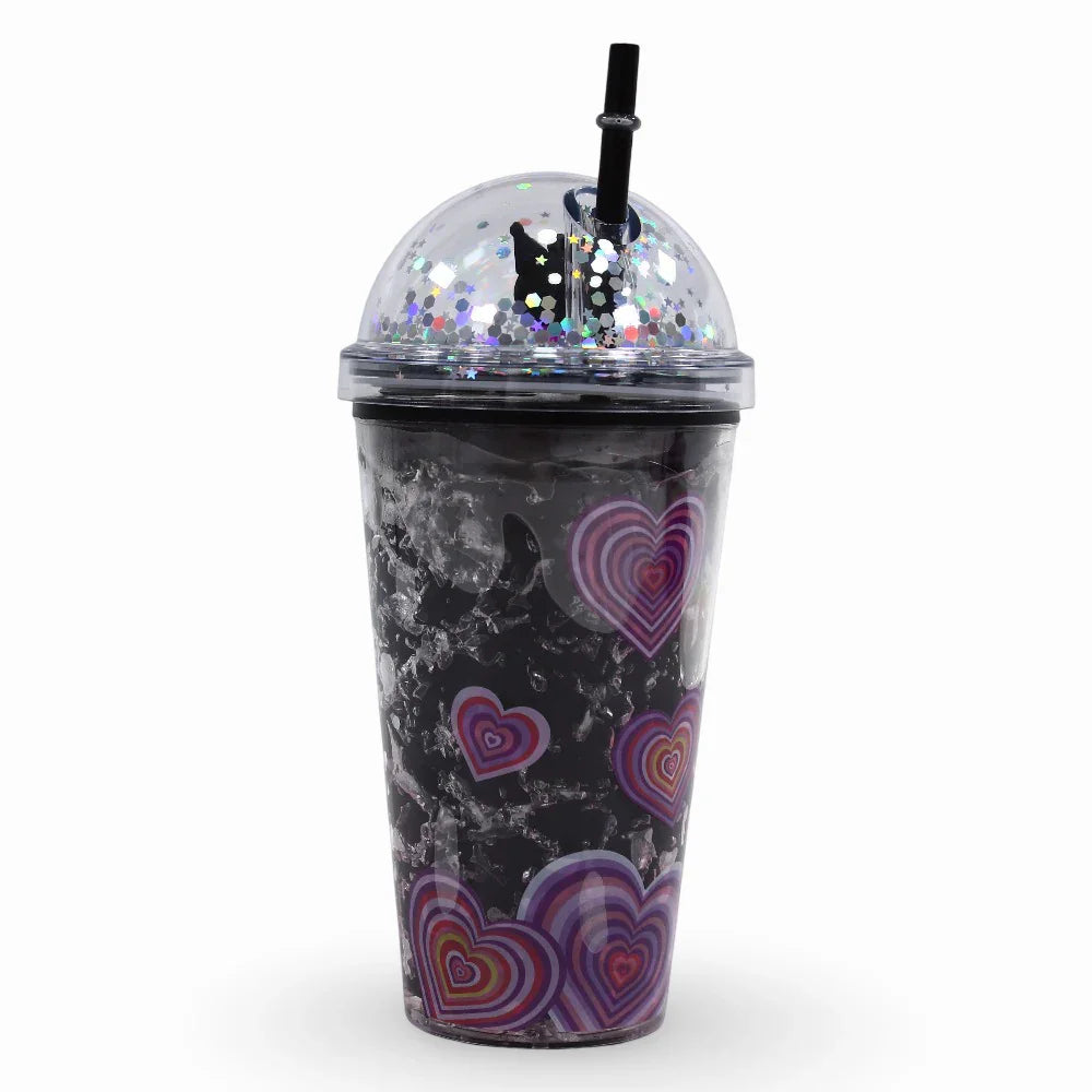 Porcelain Mug with Straw – Black with Kuromi Design