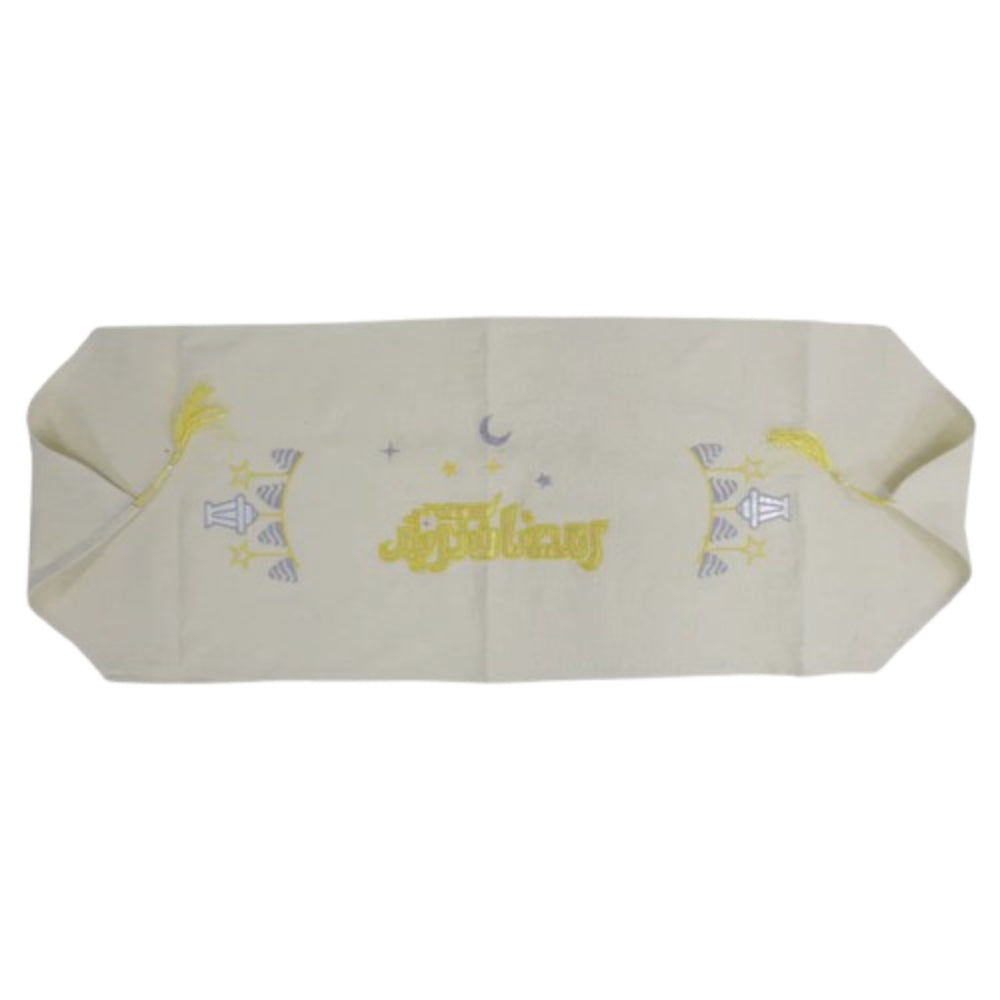Linen Table Runner - White/Gold | Ramadan Kareem - Party - OKO