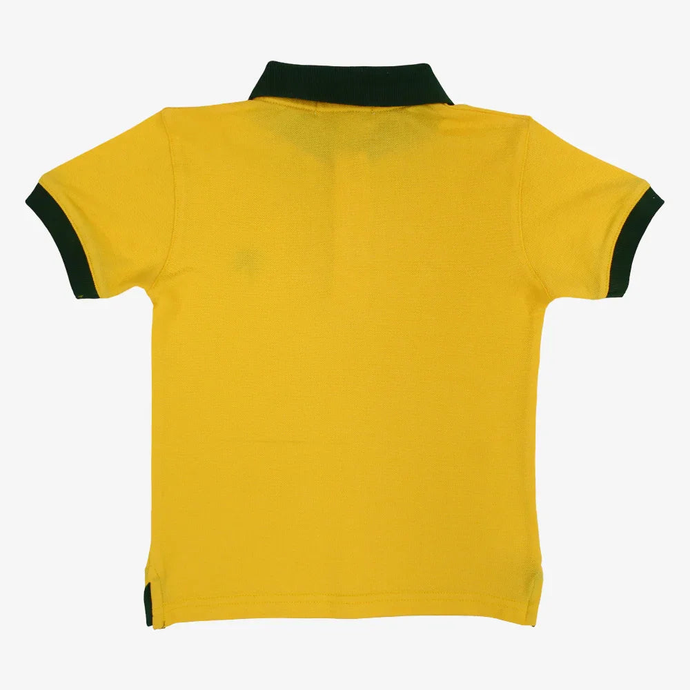 Boys Cotton Polo Shirt – Yellow with Palm Design