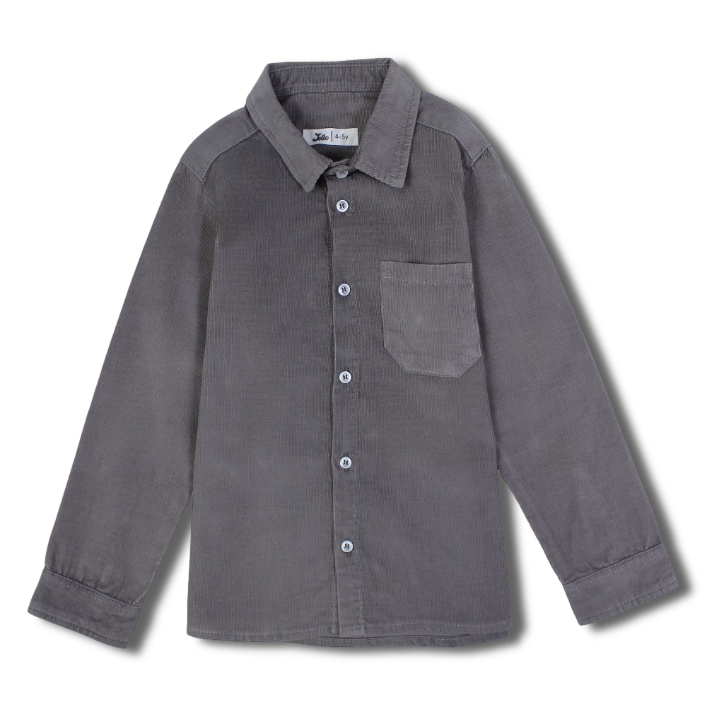 Boys Velvet Shirt – Grey - Clothing - Jello