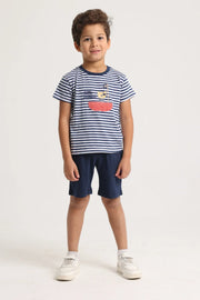 Baby Boys 2-Piece Outfit Set – Little Pirate (White/Navy)