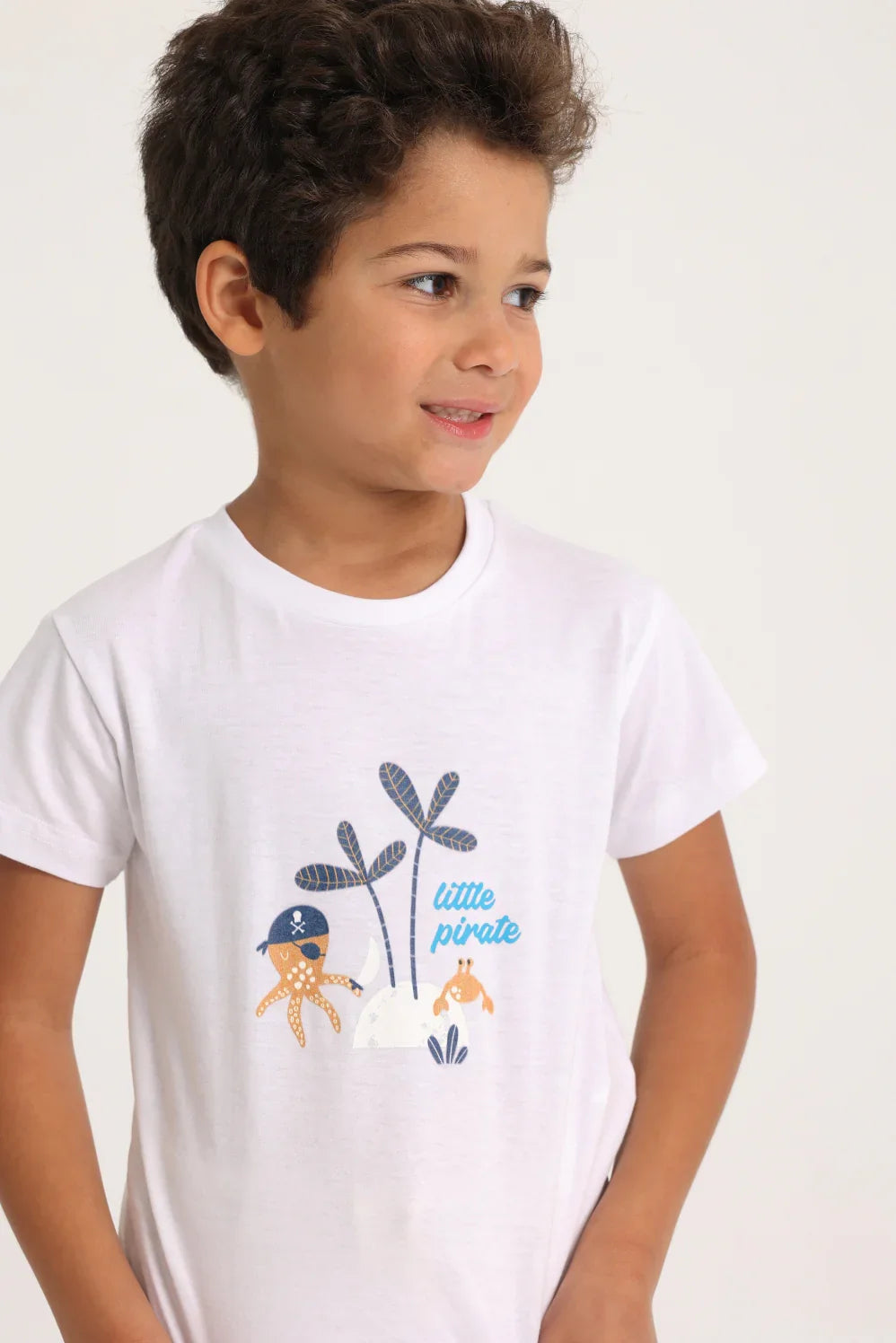 Baby Boys T-Shirt – Little Pirate (White)